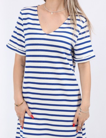 Rochie medie Pieces, alb/albastru