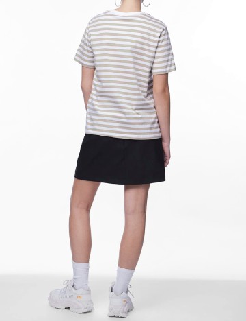 Tricou Pieces, alb/maro