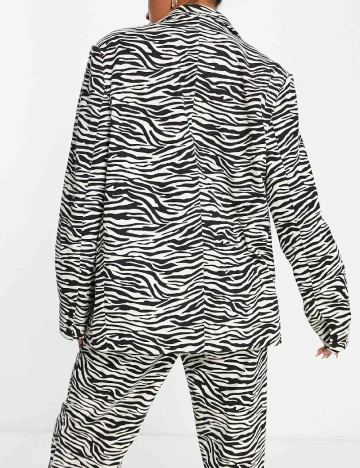 Sacou Oversize Kaiia, alb/negru