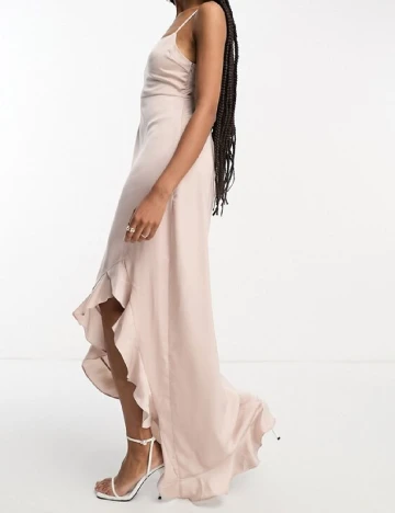 Rochie lunga Lola May, roz pudra Roz