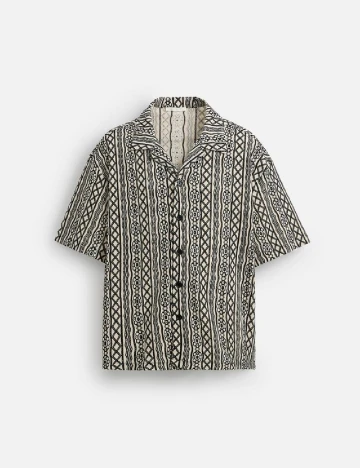 Camasa Zara, crem/negru