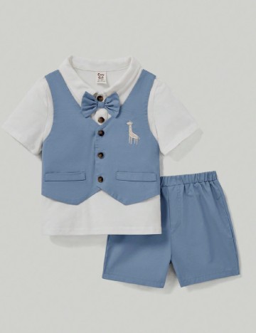
						Compleu CozyCub, alb/albastru