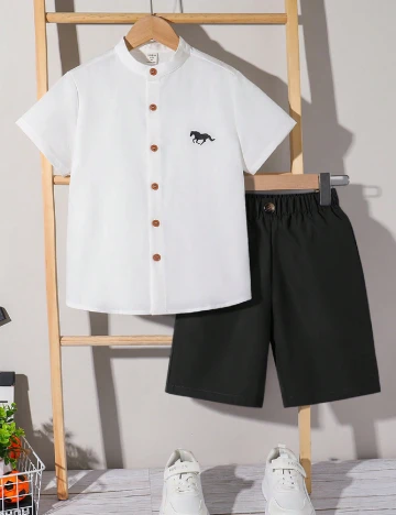 Compleu Shein Kids, alb/negru
