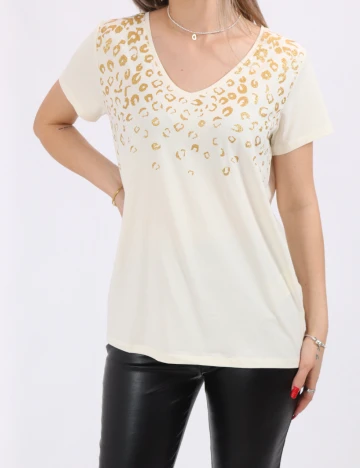 Tricou Pieces, crem Crem