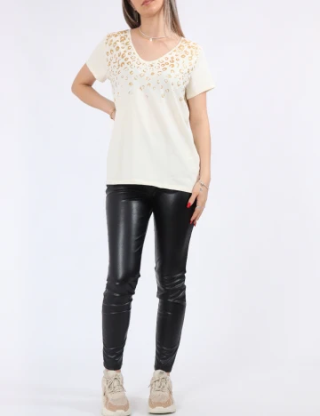 Tricou Pieces, crem Crem