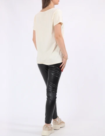 Tricou Pieces, crem Crem