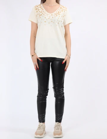 Tricou Pieces, crem Crem