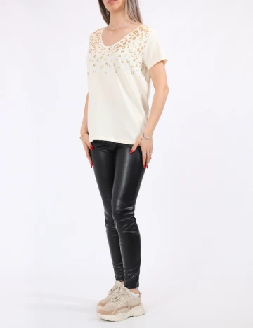 Tricou Pieces, crem Crem