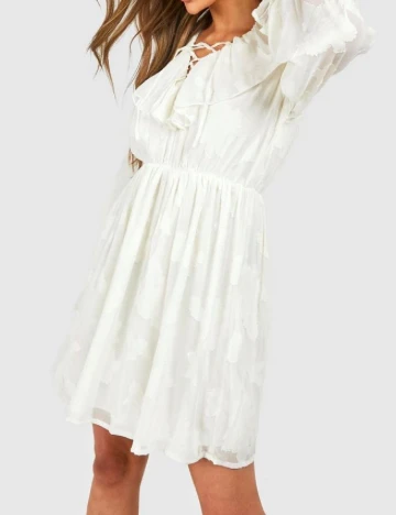 Rochie scurta Boohoo, ecru Alb