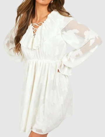 Rochie scurta Boohoo, ecru Alb
