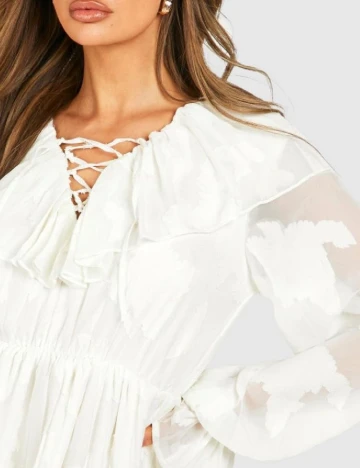 Rochie scurta Boohoo, ecru Alb