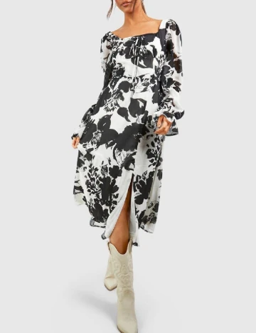 Rochie medie Boohoo, alb/negru Alb