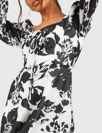 Rochie medie Boohoo, alb/negru Alb