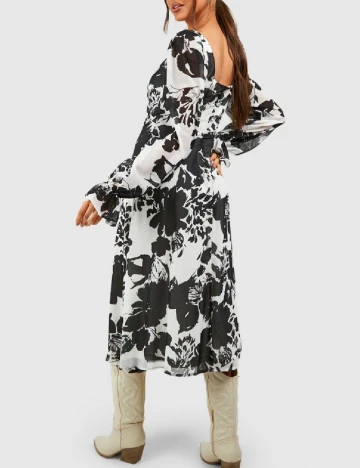 Rochie medie Boohoo, alb/negru Alb