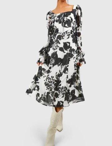 Rochie medie Boohoo, alb/negru Alb