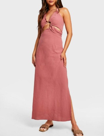
						Rochie lunga Boohoo, roz pudra