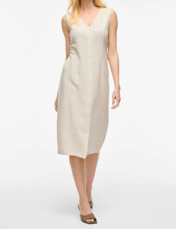 Rochie medie Vila, bej Crem
