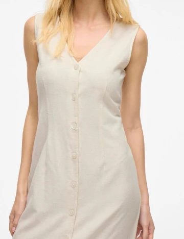 Rochie medie Vila, bej Crem