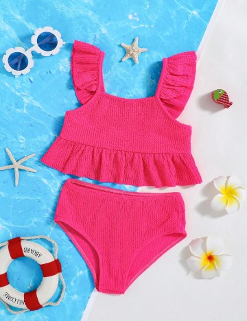 
						Costum de baie Shein Kids, roz