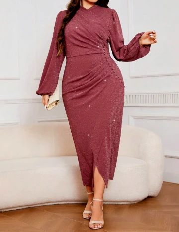 Rochie medie SHEIN CURVE, roz pudra inchis Roz