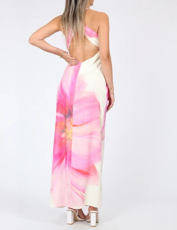 Rochie lunga Boohoo, crem/roz