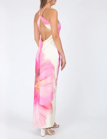 Rochie lunga Boohoo, crem/roz