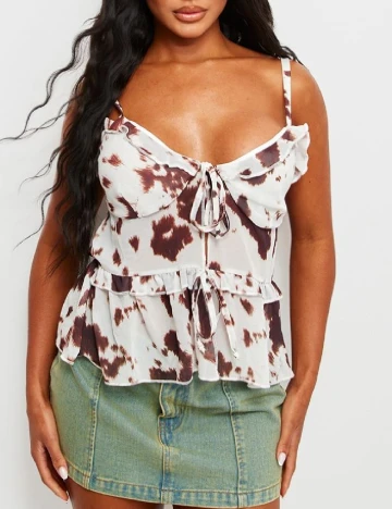 Top PRETTYLITTLETHING, alb/maro Alb