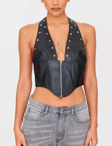 Top PrettyLittleThing, negru Negru