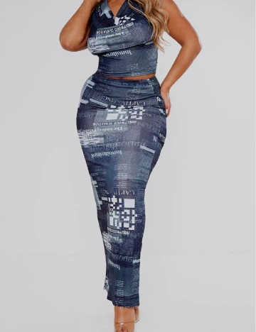 Fusta PRETTYLITTLETHING, bleumarin