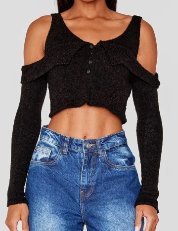 Top PRETTYLITTLETHING, negru