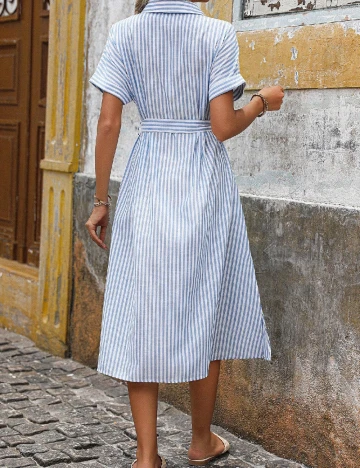 Rochie medie SHEIN, albastru/alb Albastru