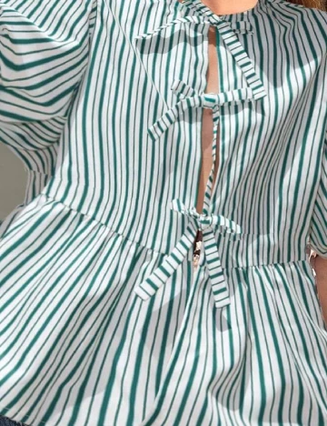Bluza SHEIN, alb/verde