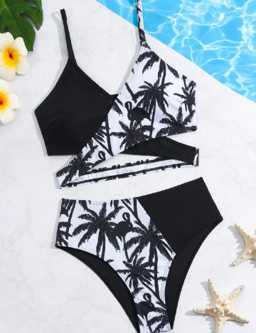 
						Costum de baie Shein Kids, alb/negru
