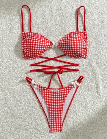 
						Costum de baie SHEIN, rosu