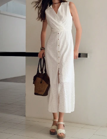 Rochie lunga MOTF, alb Alb