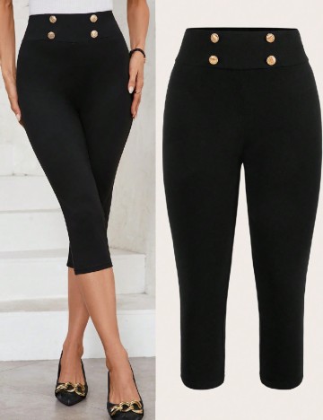 Pantaloni trei sferturi SHEIN, negru