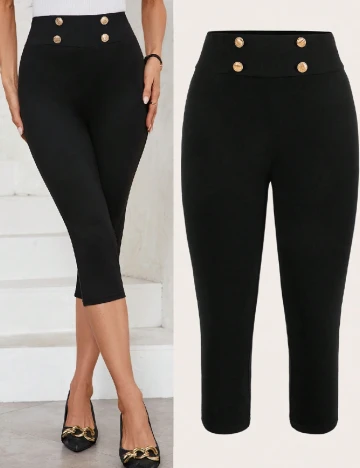 Pantaloni trei sferturi SHEIN, negru