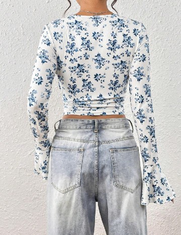 Top SHEIN, alb/albastru