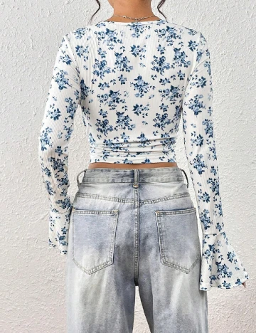 Top SHEIN, alb/albastru