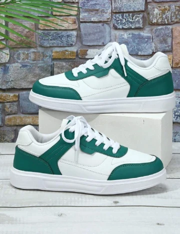 Adidasi SHEIN, alb/verde