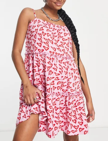 Rochie scurta Urban Threads, roz Roz