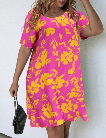 Rochie scurta SHEIN CURVE, roz Roz