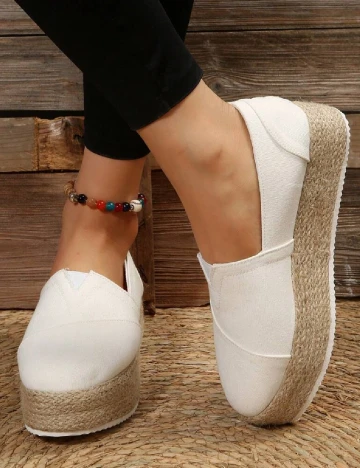 Espadrile SHEIN, ecru Alb