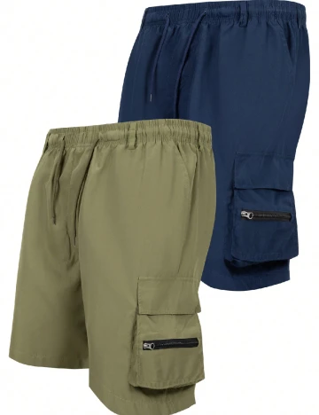 Set Pantaloni scurti 2 perechi SHEIN, albastru/verde