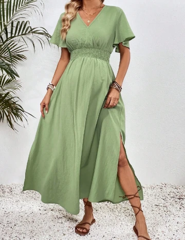 Rochie lunga SHEIN Maternity, verde Verde
