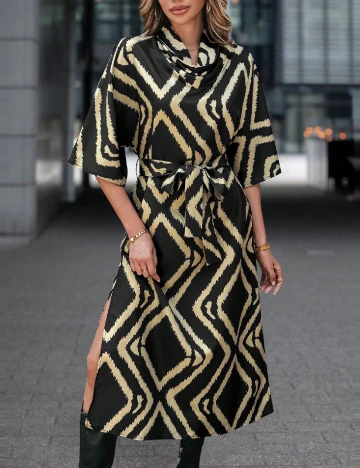 Rochie medie SHEIN, negru/verde Negru