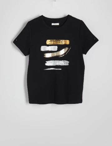 Tricou Reserved, negru Negru