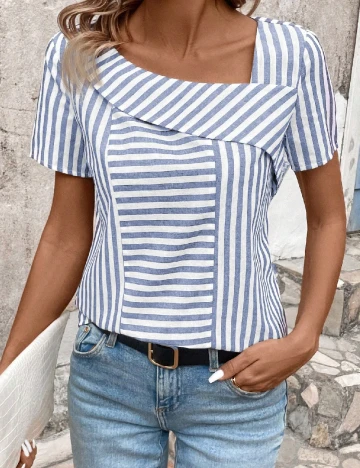 Bluza SHEIN, albastru/alb Albastru