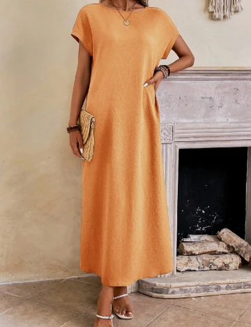 Rochie lunga Emery Rose, portocaliu Portocaliu