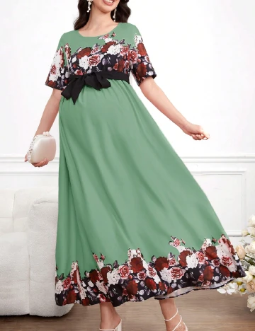 Rochie lunga SHEIN Maternity, verde Verde